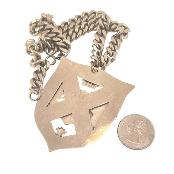 Coat of Arms Heavy Vintage Necklace Knight Lions and Crown - Picture 5 of 7